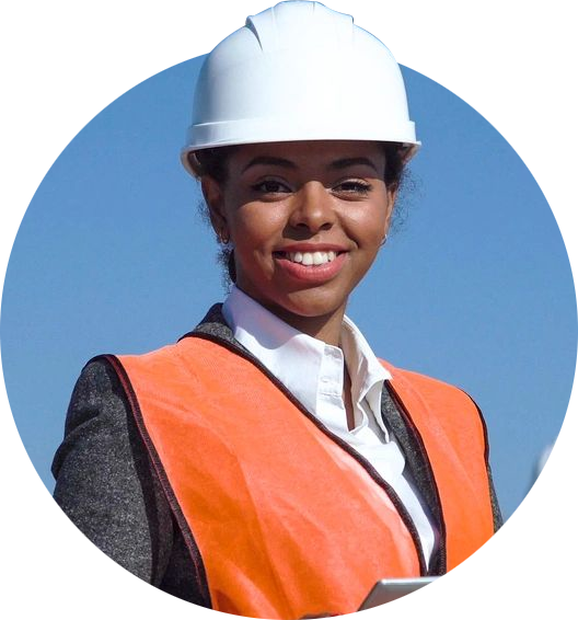 Woman wearing a hard hat